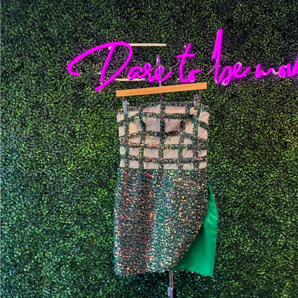 Sequin Green Strapless Dress